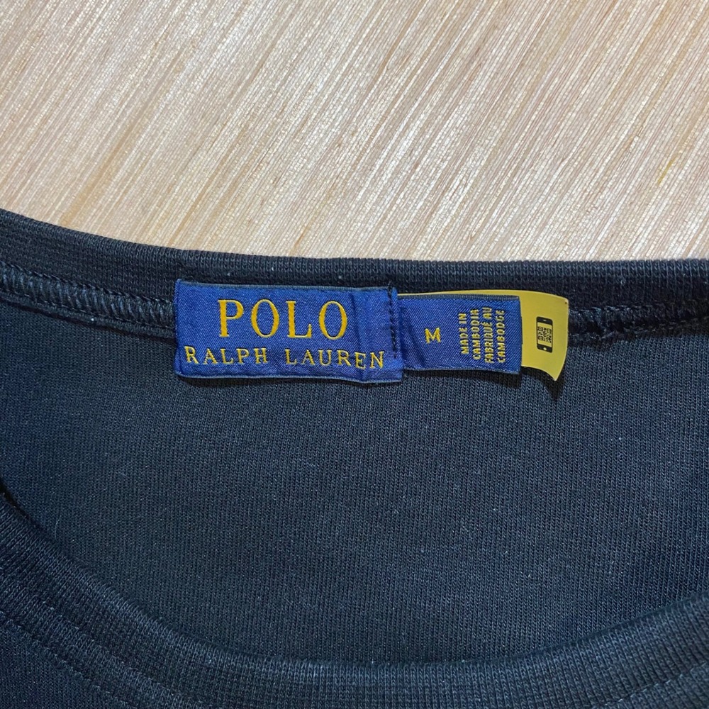 Polo Ralph Lauren Mens Big Pony Sweatshirt Black Red Chenille Patch Crewneck M - Picture 2 of 3
